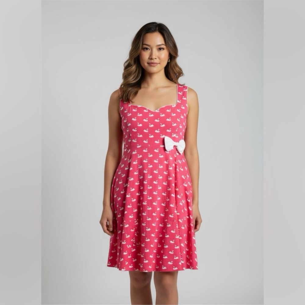 Lindy Bop Retro‎ Dress 2XL Graceful Pink Coral White Swan 50’ Sweetheart Barbie